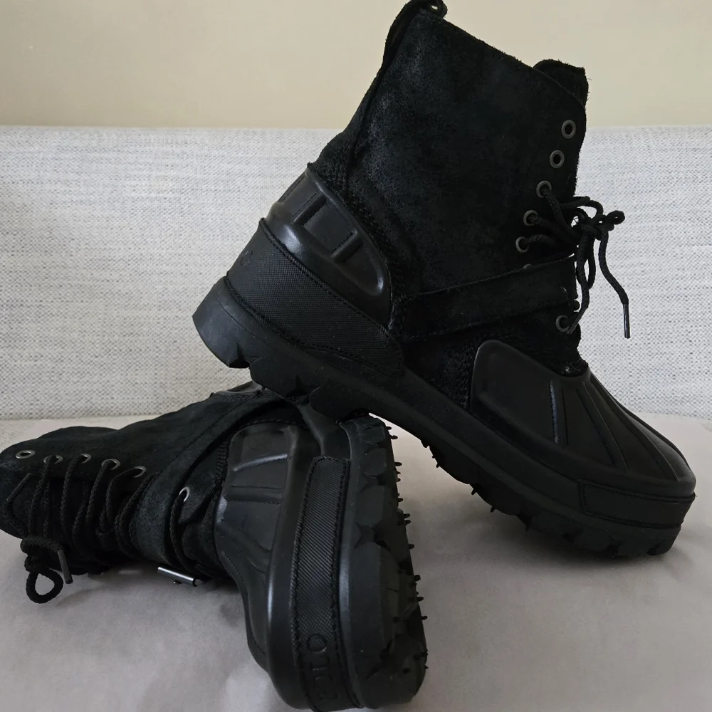 NWOB POLO RALPH LAUREN Men's   Black Waterproof Leather-Suede  Boots Size:11 - Picture 6 of 13